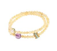 ROEUIPG Stone Wealth Crystal Citrine Bracelets Women Charm Amethyst Lucky Shell Bead Ring 2-Layer Bracelet Jewelry