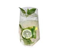 ROEUIPG Striped Bud Straight Cocktail Juice Long Drink Milk Shake Cup Flask Liquor Vodka Glasses for Champagne of Wine(Hexagon 540ML)