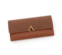 ROEUIPG Women's Wallet Long V-Shaped Buckle Three Fold for Women, Hand-held Bag, Change Card(Brown)