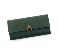 ROEUIPG Women's Wallet Long V-Shaped Buckle Three Fold for Women, Hand-held Bag, Change Card(Green)