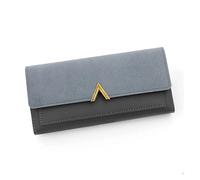 ROEUIPG Women's Wallet Long V-Shaped Buckle Three Fold for Women, Hand-held Bag, Change Card(Grey)