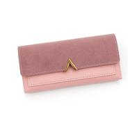 ROEUIPG Women's Wallet Long V-Shaped Buckle Three Fold for Women, Hand-held Bag, Change Card(Pink)