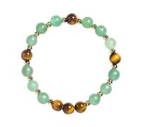 ROEUIPG Yellow Tiger Eye Green Aventurine Bracelet Attracts Fortune Enhancement Career Reiki Energy Stone Jewelry Gift