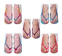 Roexboz 5 pair of socks with manicure print, flip flop pattern socks, personalized funny boat socks low cut socks for women and men, Red + Purple + Blue + Love Blue + Color, Code, Ankle