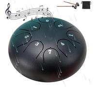 ROFALI Steel Tongue Drum,Rain Drum for Outside Garden, Chakra Drum for Rain Outdoor, Rain Drum for Garden Instrument, Drum Rain Chime Waterproof, 6 Inches 8 Notes(Black)
