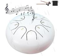 ROFALI Steel Tongue Drum,Rain Drum for Outside Garden, Chakra Drum for Rain Outdoor, Rain Drum for Garden Instrument, Drum Rain Chime Waterproof, 6 Inches 8 Notes(White)
