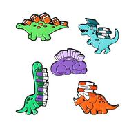 ROFARSO Cute Enamel Pin Set Cartoon Dinosaur Brooch Pins Animal Patter Lapel Pins Accessory for Backpacks Badges Hats Bags for Women Girls Kids Gift …