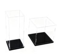 ROFBIHG Acrylic Display Case UV Protected Transparent Show Box, Cube Clear Acrylic Case Storage Box for Figurines/medals/models/Toys, Desk Organizer, Display Dual-purpose(Black,H20cm,L25xW10cm)