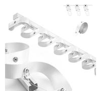 ROFBIHG Aluminum Ceiling Curtain Track - Mute Curtain Rod for Heavy Drapery, Easy Sliding Room Divider for Bedroom Living Room Blackout Drapes, S-Shape Silent Curtain Track(White,150CM(4.9FT))