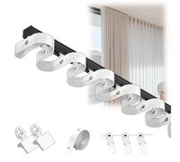 ROFBIHG Room Divider Curtain Track, Aluminum Silent Rail with 80mm Equal Spacing Pulleys, S-Shape Wave Curtain Rod Set for Home/Commercial/Hotel/Hospital, Easy Installation(Black,280CM(9.2FT))