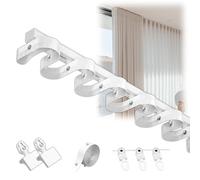 ROFBIHG Room Divider Curtain Track, Aluminum Silent Rail with 80mm Equal Spacing Pulleys, S-Shape Wave Curtain Rod Set for Home/Commercial/Hotel/Hospital, Easy Installation(White,600cm(19.7ft))