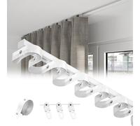 ROFBIHG Silent Aluminum Curtain Track Mute Rail, No-Hook Quick Hanging, Ceiling/Wall Mount, for Living Room Bedroom Blackout Drapes, Room Divider Curtain Track(White,160CM(5.2FT))