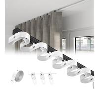 ROFBIHG Silent Aluminum Curtain Track Mute Rail, No-Hook Quick Hanging, Ceiling/Wall Mount, for Living Room Bedroom Blackout Drapes, Room Divider Curtain Track(Black,290cm(9.5FT))