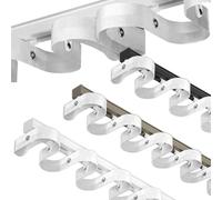 ROFBIHG Silent S-shaped Curtain Track System, Thickened 2.0mm Aluminum Rail (145mm Tape Spacing), No-Hook Quick Installation, Ceiling/Wall Mount, Room Divider Curtain Track(Black,200CM(6.6FT))