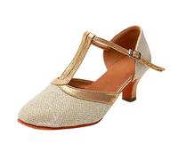 rofessional Women's Latin Dance Shoes Closed Toe Gold Sexy Sandals High Heel lsa achata Tango Ballroom Memory oam Cushion Anti-Slip Sole rty Performance Dancing Boots (Gold, 6.5)