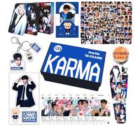 Roffatide 168Pcs Kpop Stray Album Gift Box Set Including Postcards Stickers Keychain Lanyard Badge Combination Standee Hand Account Tape and Clear Cardstock for Fans Women Style A