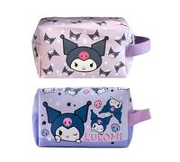 Roffatide 2PCS Evil Bunny Makeup Bag Artificial Leather Travel Toiletry Bag Organizer Makeup Brushes Storage Bag Cosmetic Box Purple