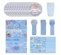 Roffatide 71 PCs Cute Anime Cinnamoroll Party Plates and Cups and Napkins sets for Girl Boys Birthday Kawaii Party Supplies ,Anime Cosplay Girl Birthday Decorations Serves 10 Guests