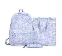 Roffatide Anime 3PCS Set Cinna-white ear dog 15.6in Laptop Backpack All Over Print Large Capacity Travel Weekend Backpack Nylon Lightweight Rucksack with Handbag Totebag Marker Organizer Bag Blue