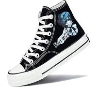 Roffatide Anime Black Butler Printed Canvas Sneakers High Top Lace-up Walking Shoes Skateboarding Sneakers Flats Black Unisex 5