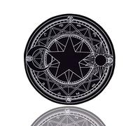 Roffatide Anime Cardcaptor Sakura Round Area Rug for Girls Blanket Rug Floor Mats Black Magic Circle Carpet 60x60 cm