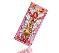 Roffatide Anime Cardcaptor Sakura Wallet The Clow Card Holder Wallet Coin Purse Cute Cat Wallet Faux Leather Long Bi-fold Wallet for Men Women Pink