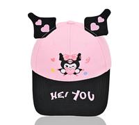 Roffatide Anime Cartoon Melody Rabbit Baseball Cap Adjustable Cute Embroidered Small Baseball Hat Golf Curved Low Profile Hat Pink/Black