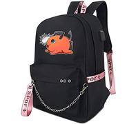 Roffatide Anime Chainsaw Man Backpack Pochita Book Bag Laptop School Bag with USB Charging Port and Headphone Port