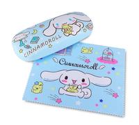 Roffatide Anime Cinna-white Ear Dog Blue Cartoon Eyeglasses Case Hard Shell Eyeglasses Case with Glasses Cloth Portable Protective Glasses Cover for Boys Girls