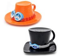 Roffatide Anime Coffee Mugs Hat Ceramic Coffee Tea Milk Cup Office Cup Gift or Souvenir for Christmas Birthday 2 Pcs Set