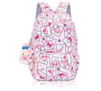 Roffatide Anime Cute Cartoon Rabbit Cute Bunny Backpack All Over Print Large Capacity 15.6in Laptop Backpack Women Casual Travel Weekend Backpack Nylon Hiking Rucksack Pink