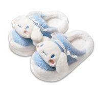 Roffatide Anime Cute Cinnamoroll Characters Soft Fur Indoor Room Slippers Fuzzy Open Back Slipper Closed Toe Foam Slippers with PVC Soft Sole House Slipper 3-3.5