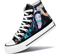 Roffatide Anime Demon Slayer High Top Canvas Sneakers Printed Flats Shoes Slip-Ons Lace-up Skateboarding Shoes Black B Unisex Size 3