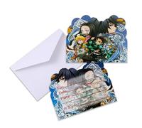 Roffatide Anime Demon Slayer Invitation Cards, 20Packs, Multicolor, 6.5 x 4.8 inches, Cardstock for Birthday Party Supplies Fill in Invitations with Envelopes for Girls and Boys