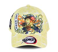Roffatide Anime Demon Slayer Logo Baseball Cap with Agatsuma Zenitsu Theme Printed Adjustable Dad Hat Cotton Yellow