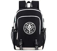 Roffatide Anime Fullmetal Alchemist Laptop Backpack Fit 15.6 Inch Luminous Printed Schoolbag with USB Charging Port & Headphone Port Black