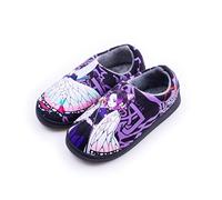 Roffatide Anime Fuzzy Slippers for Demon Slayer Kochou Shinobu Closed Back Rubber Sole House Plush Slippers Slip-On Fuzzy Shoes Warm Slippers for Women 3.5-4/ Men 3.5-4.5