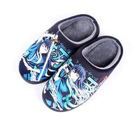 Roffatide Anime Fuzzy Slippers for Demon Slayer Tokitou Muichirou Closed Toe Open Back Slippers with Rubber Sole House Slippers Non-Slip Indoor Plush Shoes for Women 10-11/ Men 10.5-11.5