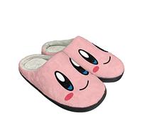 Roffatide Anime Kirby Fuzzy Slippers Closed Toe Open Back Slippers with Rubber Sole House Slippers Non-Slip Indoor Plush Shoes for Men 4-5/ Women 5.5-6.5