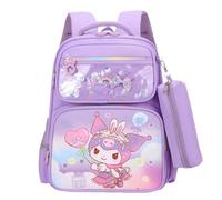 Roffatide Anime Kuromi 2Pcs Set School Backpack for Girls Students with Pencil Bag Kawaii Kids Bookbag for Travel School Daily Use Purple Ideal for Christmas