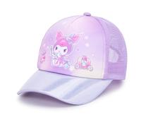 Roffatide Anime Kuromi Cute Kids Laser Baseball Cap Adjustable Cartoon Water Resistance Baseball Hat for Women Men Printed Cotton Dad Hat Purple