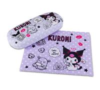 Roffatide Anime Kuromi Eyeglasses Case Hard Shell Eyeglasses Case with Glasses Cloth Portable Protective Glasses Cover for Boys Girls