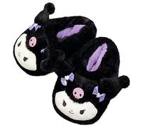 Roffatide Anime Kuromi Fuzzy Slippers with Melody - Closed Toe, Open Back Foam Cinnamoroll Slippers for Women & Men