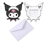 Roffatide Anime Kuromi Invitations with Envelopes(Set of 12 Kuromi Shaped Fill-in Invitations Cinnamorol Theme Birthday Party Invites Party Supplies