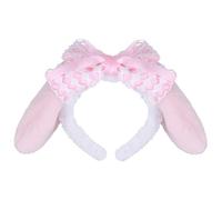 Roffatide Anime Melody Bunny Ears Headband Plush Hairband Furry Rabbit Puppy Dog Ears Headband Cute JK Bowknot Headwear Pink