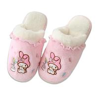 Roffatide Anime Melody Cute Plush Open Back Floor Slippers Indoor Shoes Fuzzy Slippers with Rubber Sole for Women