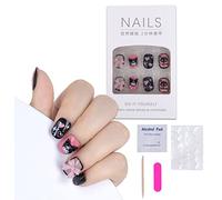 Roffatide Anime Melody Cute Press on Nails Short - Square Shape Fake Nails Made by Soft Gel Lightweight & Comfortable Reusable Glue on Nails Short 24 Pcs Kawaii Gel Nail Kit with Glue Girls Gift