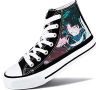 Roffatide Anime My Hero Academia High Top Canvas Sneakers Printed Flats Shoes Slip-Ons Lace-up Skateboarding Shoes Black C Unisex Size 3