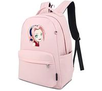 Roffatide Anime Naruto Haruno Sakura Backpack for Boys Girls Printed Schoolbag Lightweight Bookbag Nylon Daypack Pink