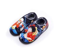 Roffatide Anime One Piece Fuzzy Slippers Luffy Closed Back Rubber Sole House Plush Slippers Slip-On Fuzzy Shoes Warm Slippers for Women 8.5-9.5/ Men 9-10